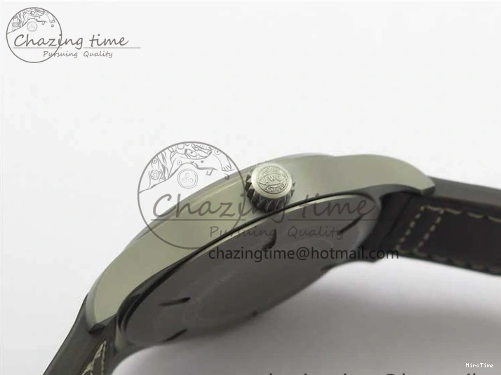 MIROTIME 0323 Mark XVIII IW327006 Titanium V7F 1:1 Best Edition Black Dial on Brown Leather Strap A Attractive 7080